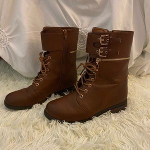 Bamboo Brown Combat Boots